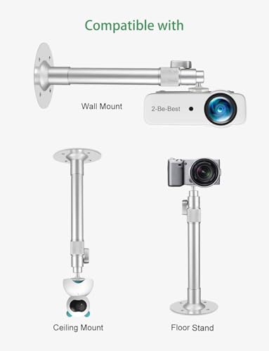 2-Be-Best Projector Ceiling Mount, Upgraded14-24in / 37-62cm Projector Mount Ceiling 360° Rotation & 90° Tilt Adjustable Compatible with Aurzen, TMY, HAPPRUN, Yaber, & Most Projectors Silver - Image 5