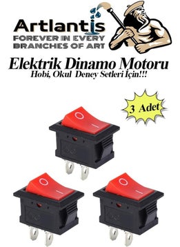 Artlantis Mini Switch Arapuar Snap Switch 3 Pieces On/Off Button for Electrical Circuit On/Off Red Black Switch  - Image 1