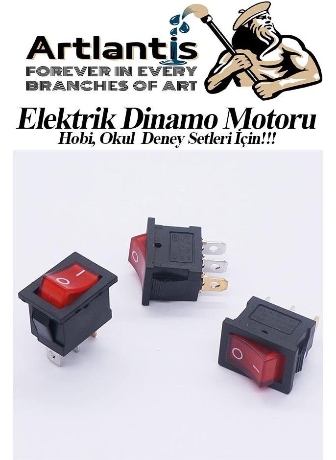 Artlantis - Mini Switch Arapuar Snap Switch 3 Pieces On/Off Button for Electrical Circuit On/Off Red Black Switch - Image 1