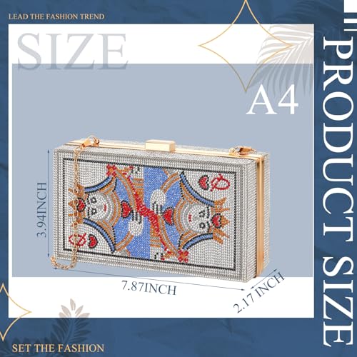 Trnayi Women Poker Card Evening Clutch Rhinestone Purse Casino Vegas Novelty Purse Queen Hearts Bags Playing Cards Gift(Golden,Queen) - Image 2