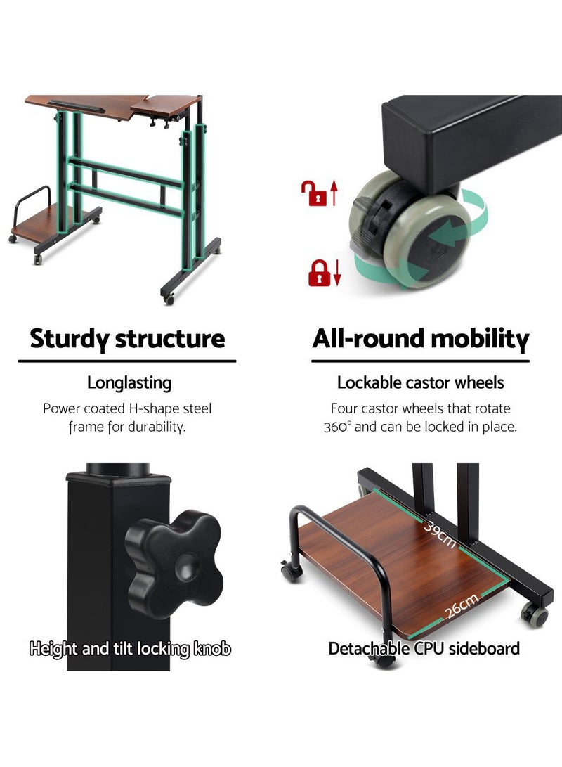 TOMSHOO Computer Table, Portable Computer Desk, Mobile Standing Laptop Desk Workstation with Wheels, Height Adjustable Study Table, for Bedroom Sofa Living Room Study White - Image 3