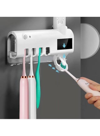 Wall Mounted Toothpaste Dispenser with UV Sterilization – Automatic Toothpaste Squeezer & Toothbrush Holder