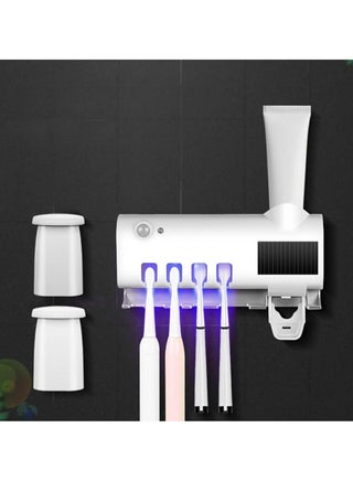 Wall Mounted Toothpaste Dispenser with UV Sterilization – Automatic Toothpaste Squeezer & Toothbrush Holder