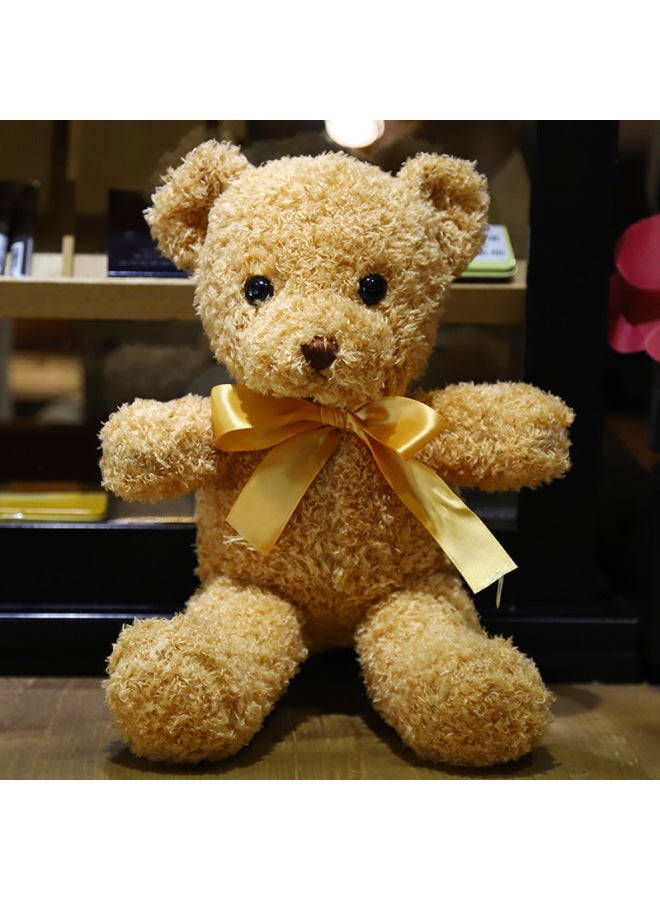 Cross Border Bear Doll Teddy Bear Plush Toy Gift Valentine's Day Gift Night Market Rings Doll Wholesale-Color:Beige Ribbon Bear-Height:38cm + Gift Bag + String Lamp - Image 1