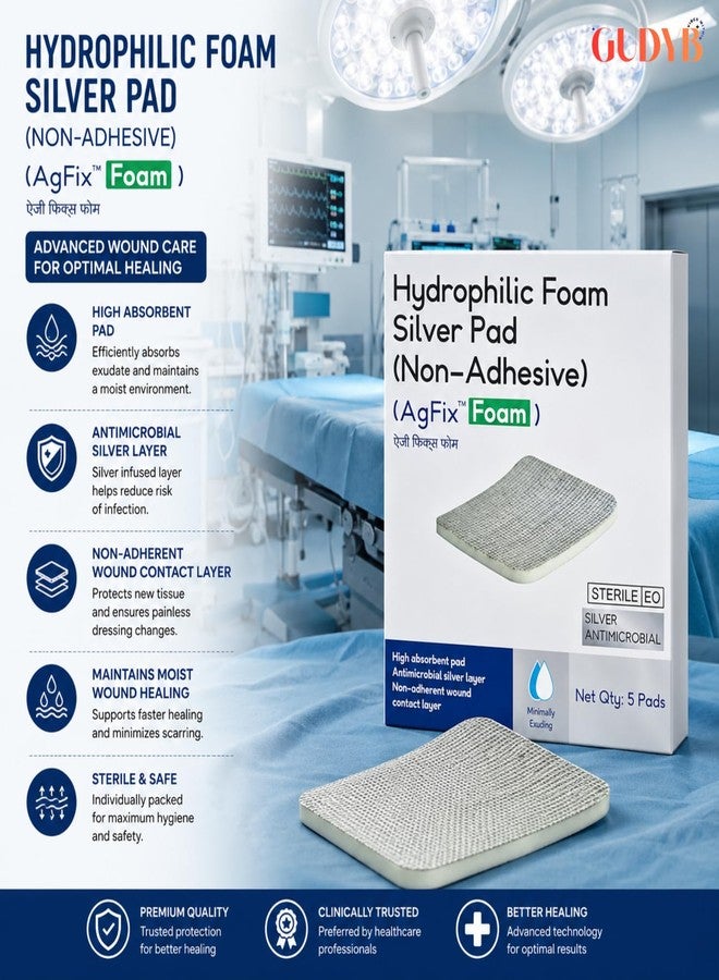 AgFix Form Hydrophilic Foam Silver Pad 10 x 10 cm | Antimicrobial Silver Wound Dressing | High Absorbency, Low Adherence Foam Pad for Ulcers, Burns & Complex Wounds (Pack of 1) - Image 5