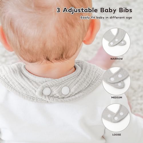 Susurration Muslin Baby Bibs 6 Pack Bandana Drool Bibs,Soft Square Adjustable Baby Drooling Bibs for Unisex Girls & Boys(Blue) - Image 4