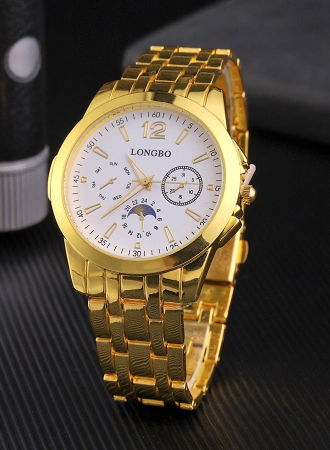 Longbo Fashion Business Mens Watches with Stainless Steel Waterproof Chronograph Quartz Watch for Men - Image 1