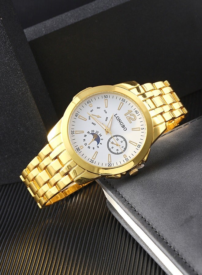 Longbo Fashion Business Mens Watches with Stainless Steel Waterproof Chronograph Quartz Watch for Men - Image 2