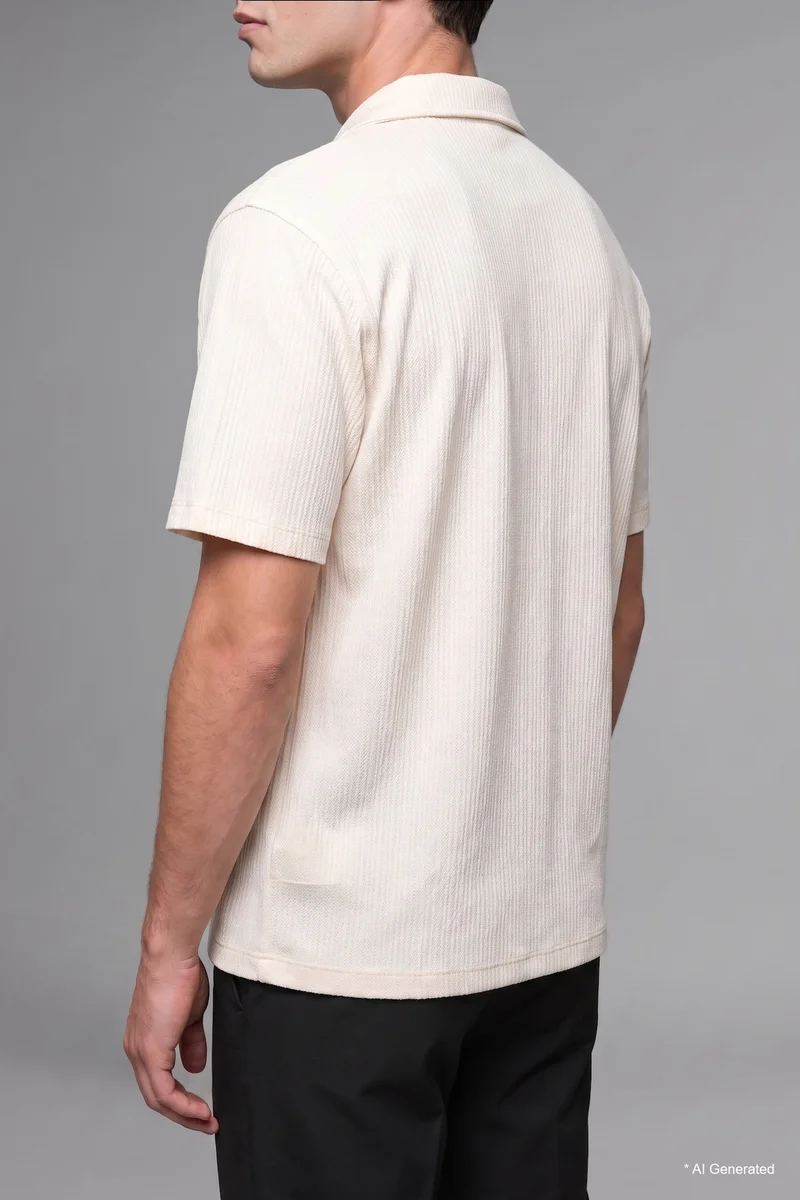 Defacto  Modern Fit Resort Neck Crinkle Fabric Short Sleeve Shirt for Men | Best Price UAE