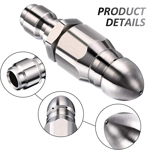 Hotop 5000 PSI Sewer Jetter Nozzle Pressure Drain Jetter Hose Nozzle for 1/4 Pressure Washer Quick Connector - Image 3