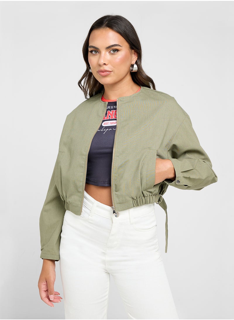 Ginger Cropped Bomber Jacket  - Image 1