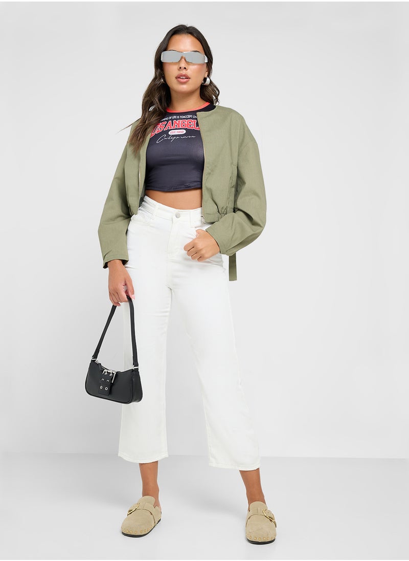 Ginger Cropped Bomber Jacket  - Image 4