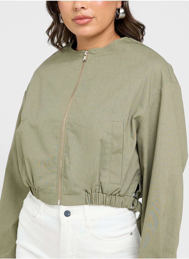 Ginger Cropped Bomber Jacket  - Image 3