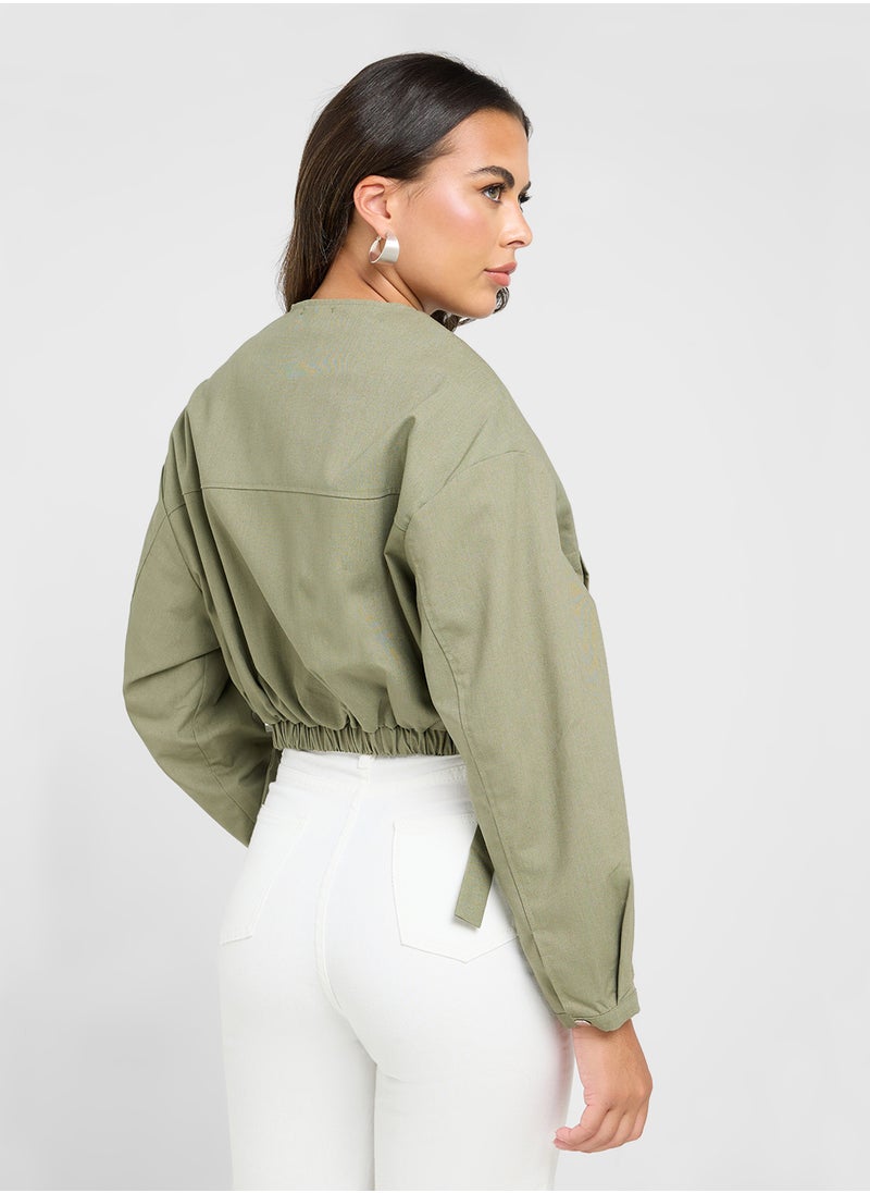 Ginger Cropped Bomber Jacket  - Image 2