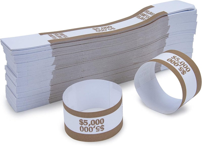 L LIKED Pack of 502 Currency Band Self Sealing Currency Straps Bands Money Bill Wrappers (Brown $5000-502 PCS) - Image 1