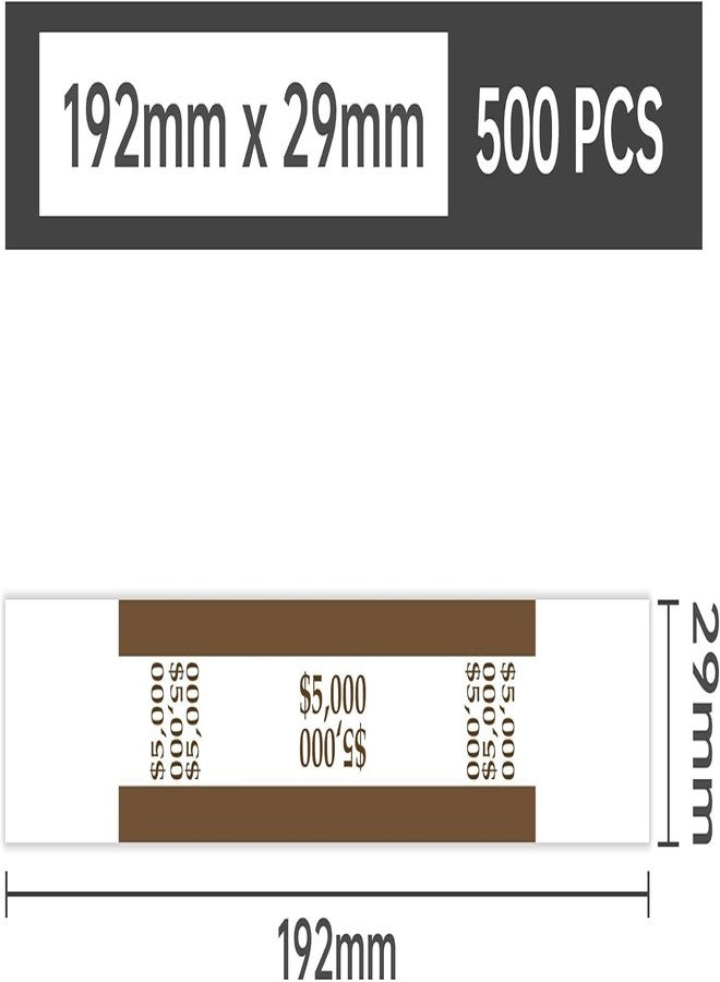 L LIKED Pack of 502 Currency Band Self Sealing Currency Straps Bands Money Bill Wrappers (Brown $5000-502 PCS) - Image 3