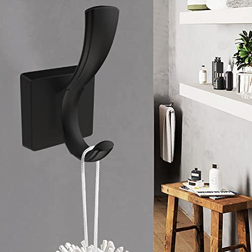 TOFIIGREM Black Towel Hooks Coat Hook, Towels Robe Holder for Bathroom Hat Hooks for Wall Hanging Key Bag Backpack (5 Pack, Black) - Image 4