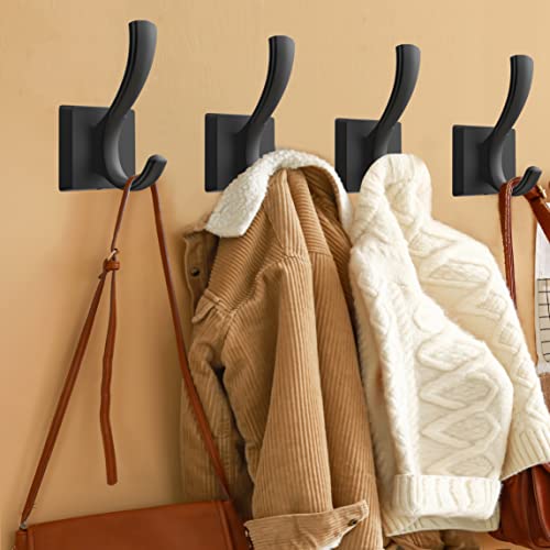 TOFIIGREM Black Towel Hooks Coat Hook, Towels Robe Holder for Bathroom Hat Hooks for Wall Hanging Key Bag Backpack (5 Pack, Black) - Image 2