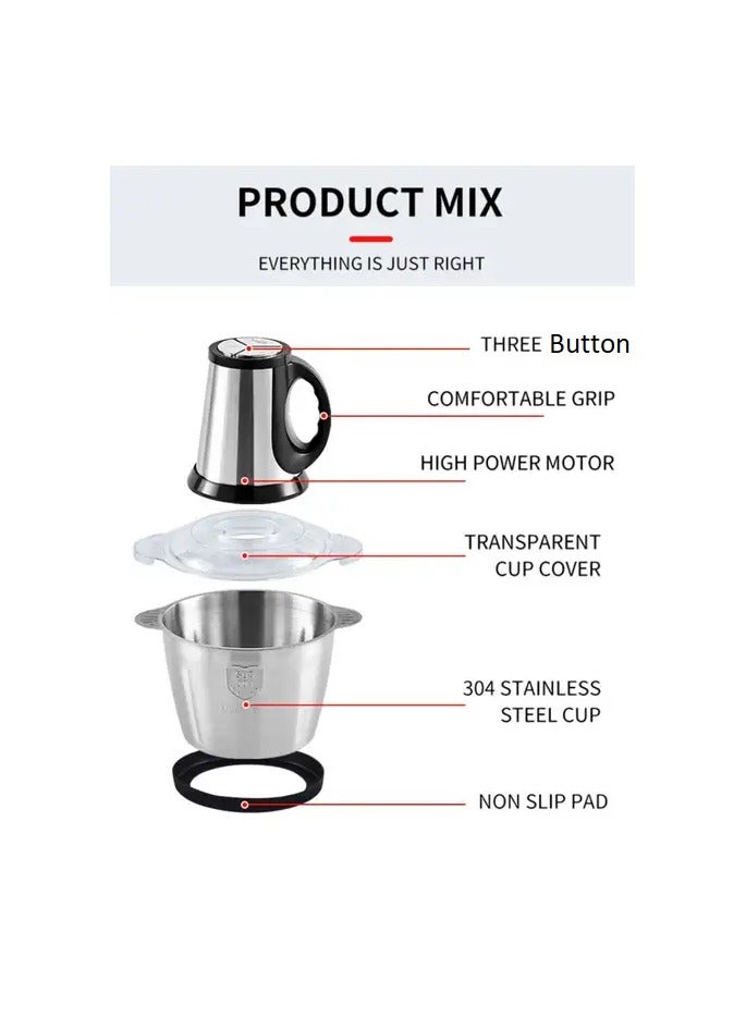 SILVER CREST Meat Chopper Electric Silver Crest SUS304 stainless steel Bowl Capacity Powerful Pure Copper Silver,3.8L - Image 3