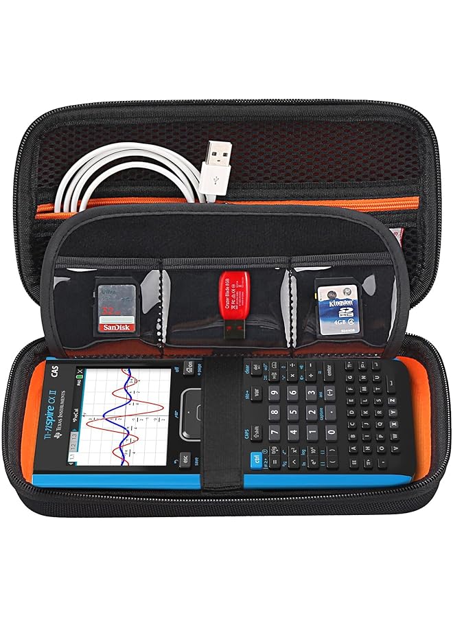 erorex Graphing Calculator Carrying Case Replacement For Texas Instruments Ti Nspire Cx Cas Cx Ii Cas Color Graphing Calculator And More Extra Mesh Pocket For Usb Cables And Other Accessories Black - Image 1