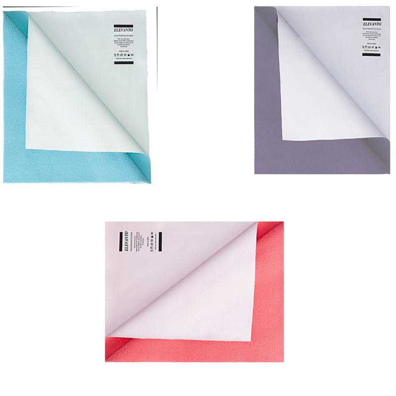 ELEVANTO Baby AntiPiling Fleece Extra Absorbent Instant Dry Sheet for Baby Baby Bed Protector Waterproof Sheet Small Size 50x70cm Pack of 3 SkyPurple SELMON - Image 2