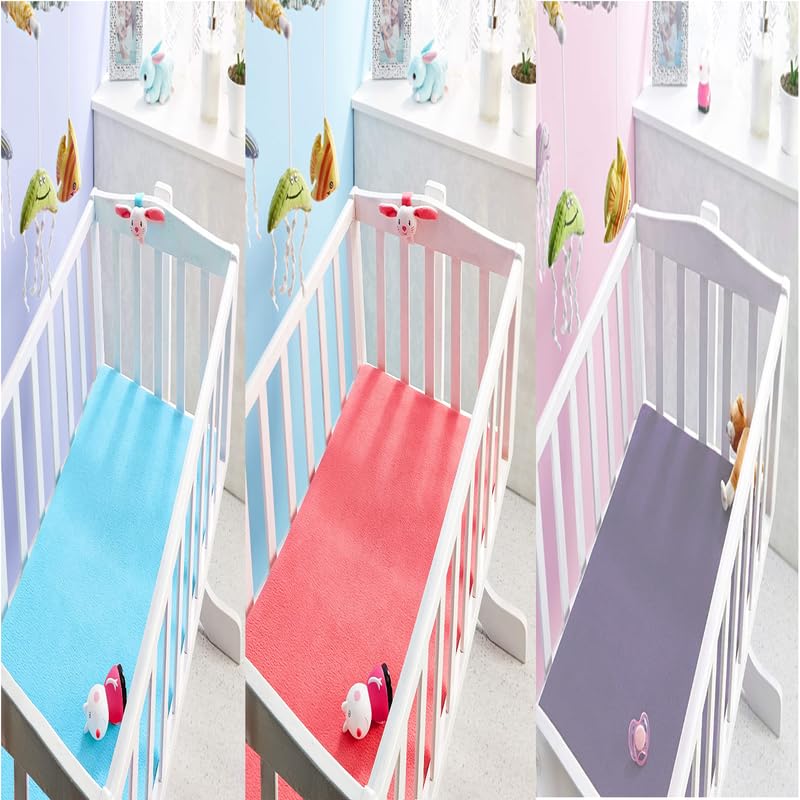 ELEVANTO Baby AntiPiling Fleece Extra Absorbent Instant Dry Sheet for Baby Baby Bed Protector Waterproof Sheet Small Size 50x70cm Pack of 3 SkyPurple SELMON - Image 4