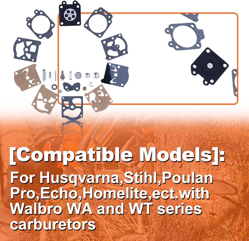 Mtanlo Carburetor Carb Repair Rebuild Kit for Walbro K20-WAT Husqvarna 55 51 455 460 Rancher Echo Poulan Pro Homelite Stihl 026 Chainsaw Trimmers Replacement Part - Image 3