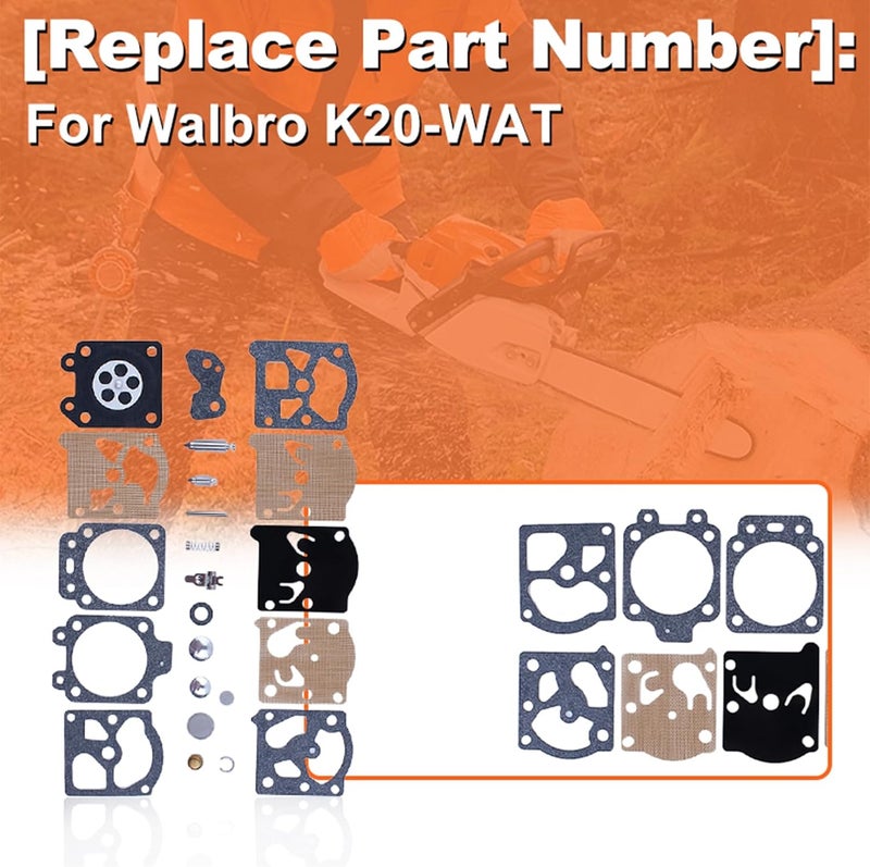 Mtanlo Carburetor Carb Repair Rebuild Kit for Walbro K20-WAT Husqvarna 55 51 455 460 Rancher Echo Poulan Pro Homelite Stihl 026 Chainsaw Trimmers Replacement Part - Image 2