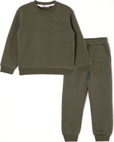 زيبكيدز B Printed Khaki Color Boy Tracksuit