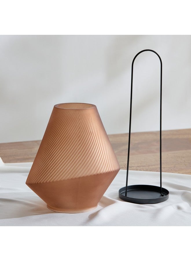 هوم بوكس فانوس أودن زجاج مقوس مضلع بمقبض معدني 18.5 × 30 × 18.5 سم - Image 3