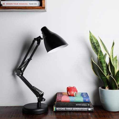 Lexton Black Table Desk Lamp for Studying & Reading | Portable Bedside Table Desk Light, Bulb Not Included (Pack of 1, Plastic) - Image 5