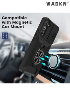 WAOKN For Samsung Galaxy S24 Ultra Case with Card Holder,rojarou for Sumsung S24 Ultra Case with Slide Camera Cover and 360° Rotate Ring Kickstand Heavy Duty Protective Phone Case for S24 Ultra Cover-black  - Image 2