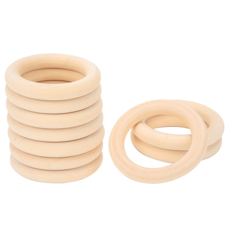 Zerodis 10Pcs Teething Rings 65mm Baby Unfinished Wood Circles Without Paint Smooths Circles for Crafts DIY Jewelry Pendant Connectors Wood Color65mm