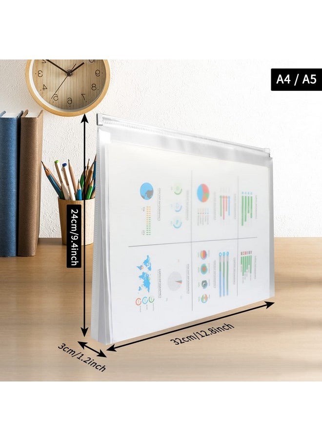 FYY - 5Pcs Plastic Envelopes A4 Letter Size Poly Zip Envelopes File Folders Translucent Expanding Document Wallet Pouch With Zipper For School And Office Supplies 12.8 X 9.4 Inches Clear - Image 1