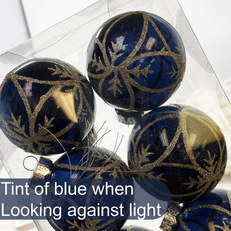allgala Allgala 6-PK 3 Inch Luxury Glitter Rich Decoration Christmas Tree Ornament Balls-Navy Blue-XB93105  - Image 3