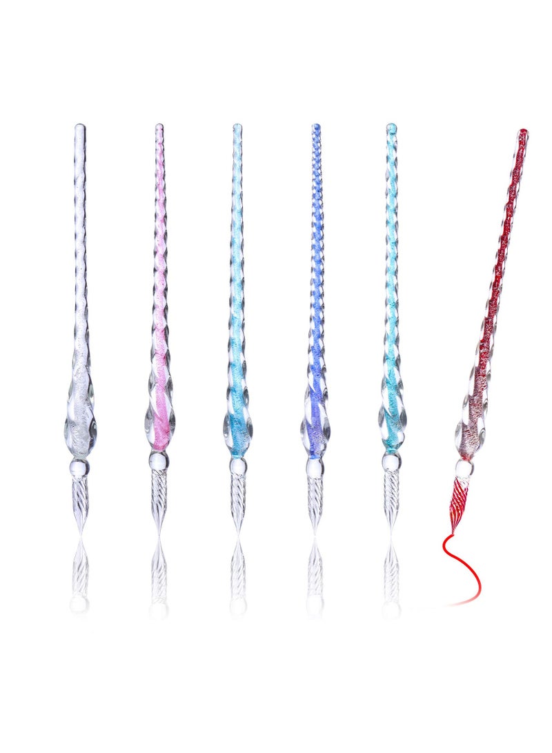 6 Handmade High Boron Glass Dip Pens in 6 Elegant Colors - Creative Inner Thread Design for Writing, Drawing, Decoration, and Perfect Business Gifts. - Image 1