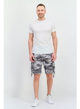 CROSSHATCH Men Camouflage Cargo Shorts, Grey  - Image 4