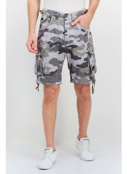 CROSSHATCH Men Camouflage Cargo Shorts, Grey  - Image 1