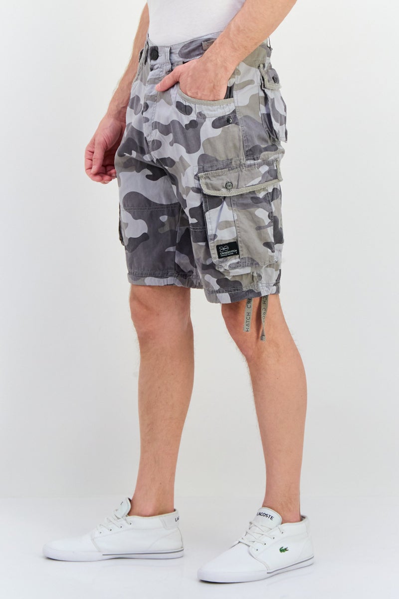 CROSSHATCH Men Camouflage Cargo Shorts, Grey - Image 2