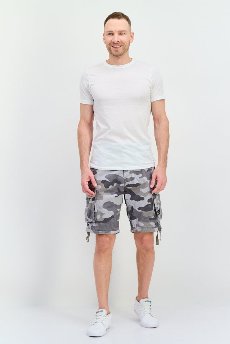 CROSSHATCH Men Camouflage Cargo Shorts, Grey - Image 4