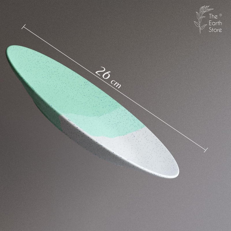 The Earth Store TT Green Matte 2 Piece Ceramic Dinner Set, 1 Full Dinner Plate, 1 Vegetable Bowls | Microwave & Dishwasher Safe | Ceramic Plate & Bowls | Katori - Image 2