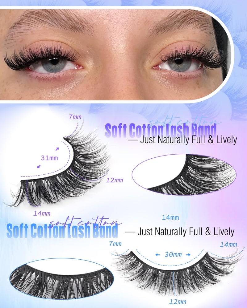 Newcally Lashes False Eyelashes Cat Eyes Wispy Natural Faux Mink Lashes 14 Pairs Pack Light Volume Short Fake Eye Lashes Multipack - Image 4