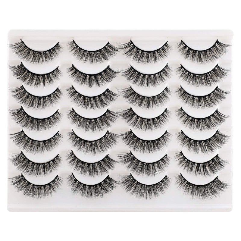 Newcally Lashes False Eyelashes Cat Eyes Wispy Natural Faux Mink Lashes 14 Pairs Pack Light Volume Short Fake Eye Lashes Multipack - Image 1