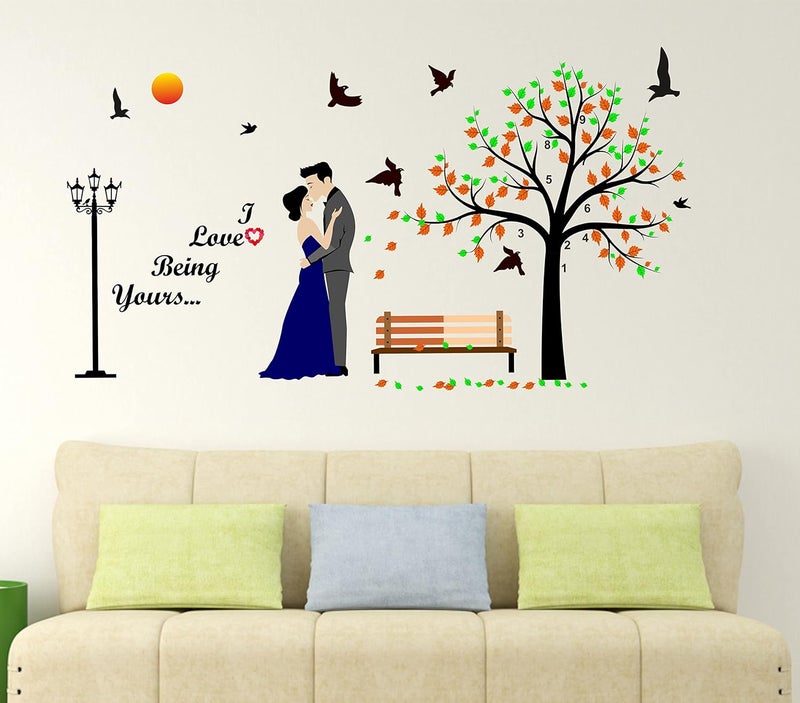 LANSTICK Cute Couples Under Tree with Park Setup Sticker
