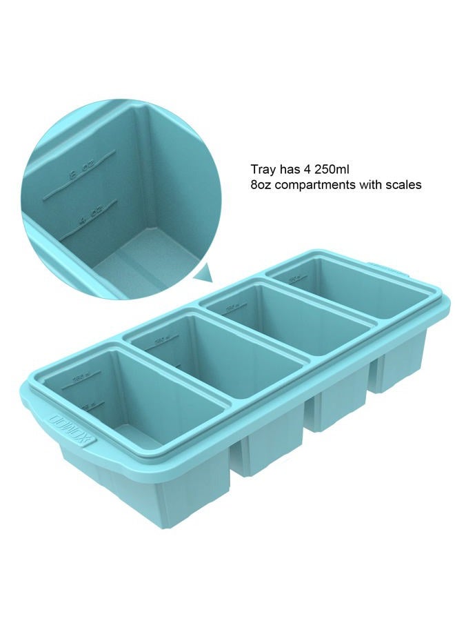 Aikeep Silicone Freezing Tray with Lid, Large Ice Cube Tray Non-stick Soup Freezer Container with 4 Compartments for Storing and Freezing Soups, Broths, Sauces and Liquid Diets, Oven and Dishwasher Safe… - Image 3
