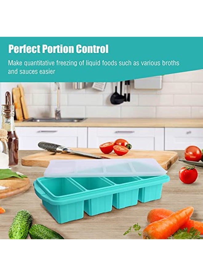 Aikeep Silicone Freezing Tray with Lid, Large Ice Cube Tray Non-stick Soup Freezer Container with 4 Compartments for Storing and Freezing Soups, Broths, Sauces and Liquid Diets, Oven and Dishwasher Safe… - Image 4