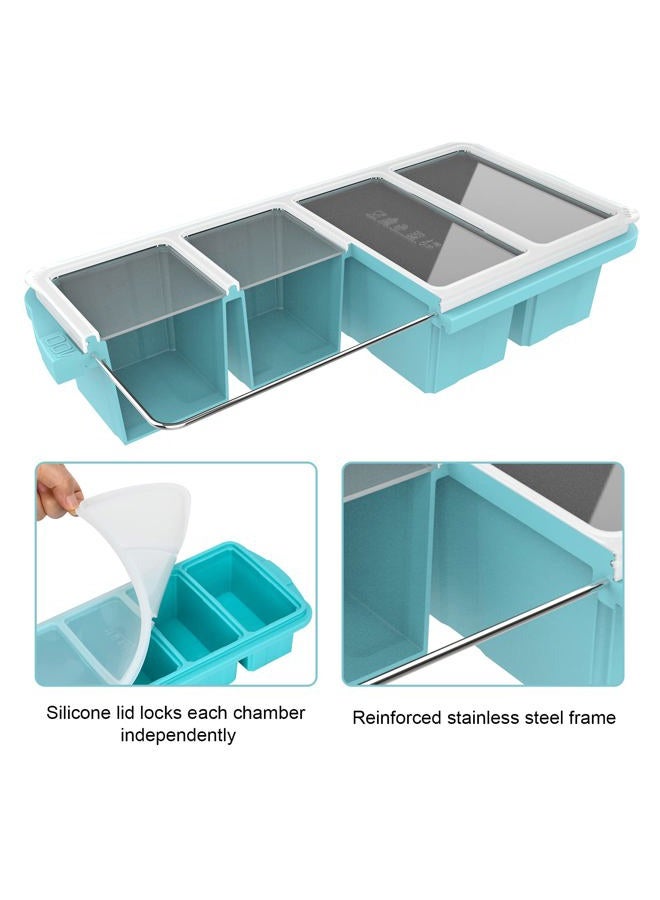Aikeep Silicone Freezing Tray with Lid, Large Ice Cube Tray Non-stick Soup Freezer Container with 4 Compartments for Storing and Freezing Soups, Broths, Sauces and Liquid Diets, Oven and Dishwasher Safe… - Image 2