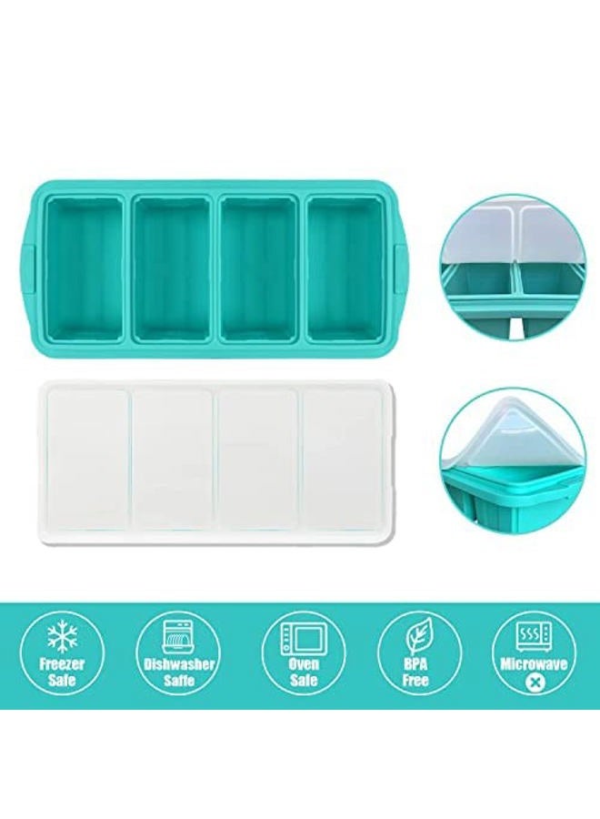 Aikeep Silicone Freezing Tray with Lid, Large Ice Cube Tray Non-stick Soup Freezer Container with 4 Compartments for Storing and Freezing Soups, Broths, Sauces and Liquid Diets, Oven and Dishwasher Safe… - Image 5