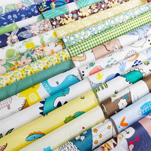 QiMicody 44pcs Cotton 9.8” x 9.8”(25cm x 25cm) Quilting Fabric Bundles, Pre-Cut Squares Sheets for Patchwork Sewing Quilting Crafting, No Repeat Patterns. - Image 4