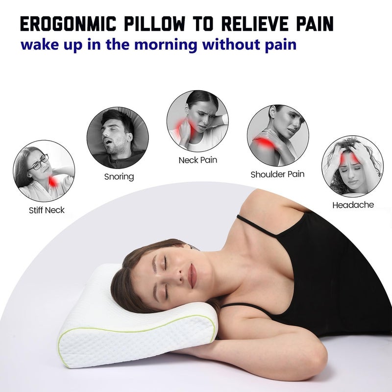 Royal Nap Cervical Orthopedic Memory Foam Pillow | Neck Spondylitis Pain Relief I Ergonomic Support I Washable Cover I I 1 Year Warranty | Standard 12x20 inch (Pack of 1) - Image 2
